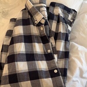 Morse Project — Navy and White Plaid Button-Down Shirt